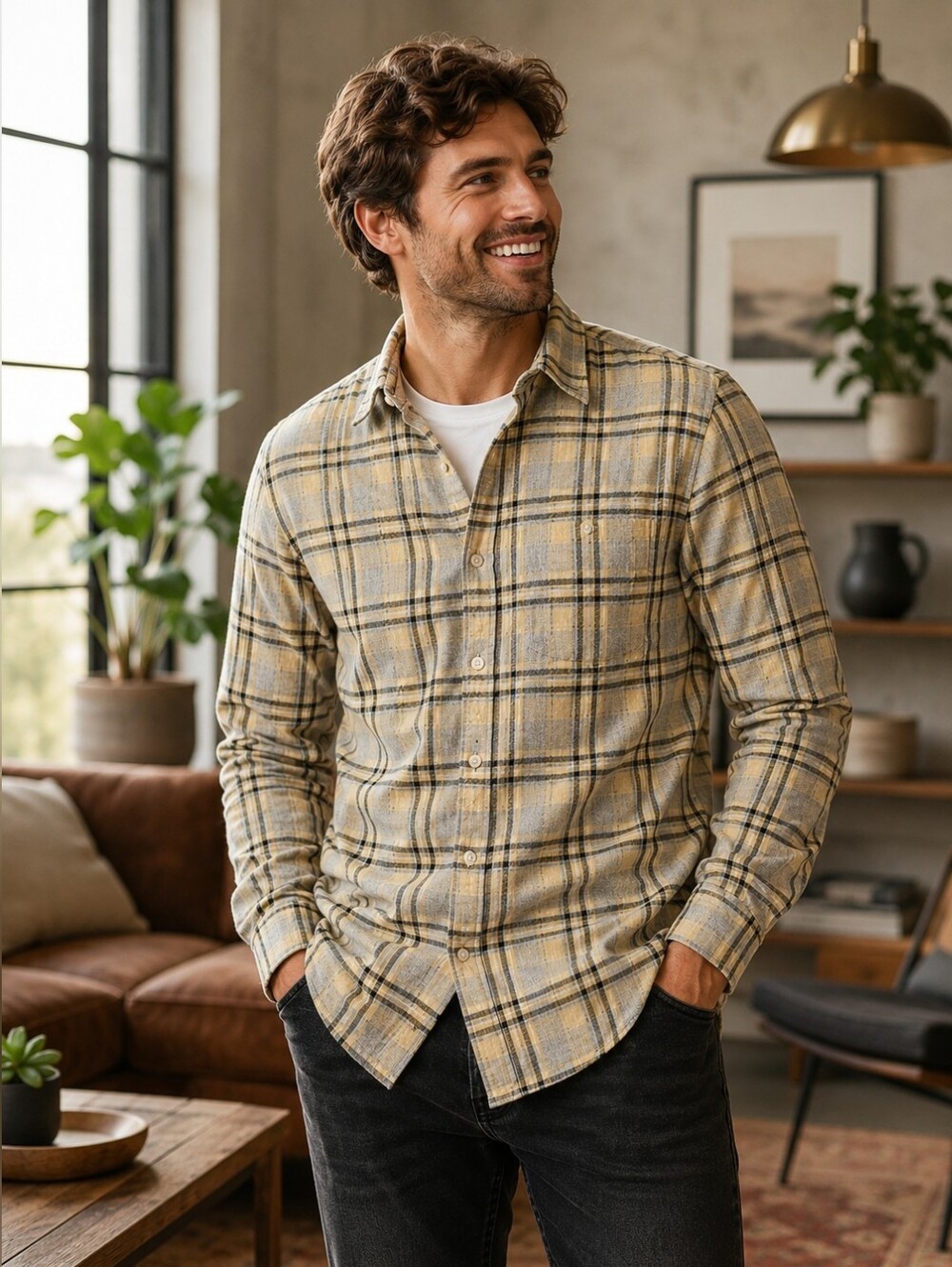 BONOBOS Ryan Plaid Flannel Button-Down Shirt Men's Slim Fit | XL